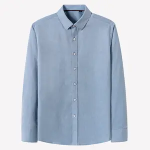 2024 customized business casual non-iron men's long-sleeved Oxford spinning shirt custom group buy work white shirt