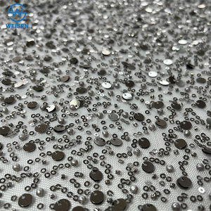 Oem Sang Trọng 2024 Phi Rượu Vang Vải Ren Màu Đỏ Với Lớn Lớn Vàng Sequin Vải Váy Phi Ren Thêu Vải - Product Image 3