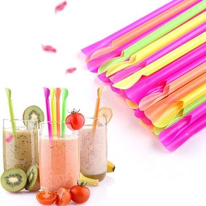 Individually film Wrapped Snow Cone Spoon <b>Straws</b> Portable <b>Disposable</b> Plastic <b>Straws</b> for Slushie Colorful - Product Image 5