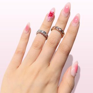 <span class=keywords><strong>Uñas</strong></span> Postizas <span class=keywords><strong>de</strong></span> Etiqueta Privada, Color <span class=keywords><strong>Rosa</strong></span> Suave Degradado, Forma Almendrada Mediana, con Brillo Dorado 3D, Reutilizables, Adhesivas, 30 Piezas - Product Image 3