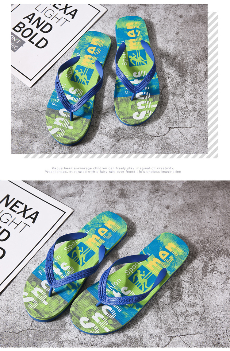 Custom Printing Rubber PE Filp Flops Two-color Monogram Print Flipflops Men Wholesale