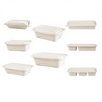 Boîte à lunch carrée jetable, emballage biodégradable de qualité alimentaire, grande capacité, modèle bento à emporter, numéros de modèles