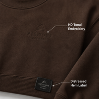 Sweat-shirt à col rond marron café avec fentes latérales, coupe décontractée, style streetwear, pull, commande en gros, vêtements pour hommes