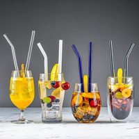 Aeeaeofa — pailles écologiques 18/20cm en verre lisse/coudé, paille à boire, pour bar, gobelets de boisson à la maison