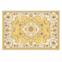 Custom Velvet Yellow Beige Floral Area Rug Printed Non Slip Soft Floor Mat Living Room Carpet Classic European Home Decor Large