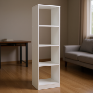 Modern 5 Tier Narrow Bookshelf 33x15x85cm White Metal Adjustable <b>Storage</b> Rack for Office Living Room <b>Kitchen</b> - Product Image 2