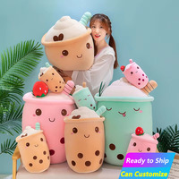 Peluche Mignonne en Forme de Boisson Fraise, Jouet en Peluche Doux Thé au Lait Glacé, Jouet en Peluche Boba Tea, Coussin Boba en Peluche, Vente en Gros