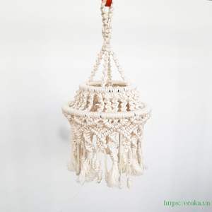 Abat-jour en macramé de style vintage, 100% coton, dentelle, lustre, tissé à la main au Vietnam, accessoires solides, respirant, antistatique, moyen - Product Image 4