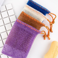 Vente en gros pochette de sac de savon en nylon filet africain personnalisé Ghana éponge de bain exfoliant douche dos