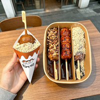 Boîte en papier personnalisée avec logo, biodégradable, écologique, pour desserts à emporter, glaces, gaufres bulles, cornets à crêpes