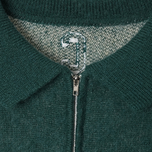Pull en tricot moelleux à carreaux personnalisé, col polo demi-zip, tricot décontracté à carreaux vert vintage <span class=keywords><strong>pour</strong></span> <span class=keywords><strong>homme</strong></span> - Product Image 3