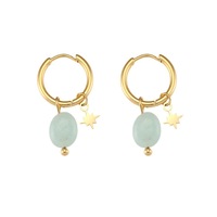 Nouvelles Boucles d'oreilles pour femmes, style européen-américain, en pierre de Tianhe, design de niche, avec pendentif étoile en pierre naturelle Bamang, en acier inoxydable