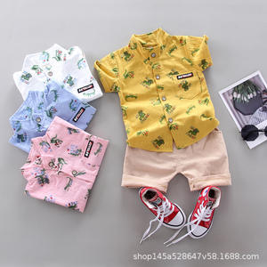 Divertente Set di due pezzi con stampa a cartoni animati per bambini 1-4 anni nuova collezione estiva camicia Casual a maniche corte e vestiti per bambini - Product Image 3