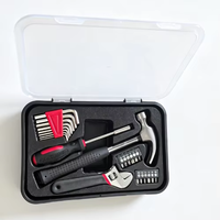 Kit d'outils multifonctionnels pour la maison, 23 pièces, boîte à outils compacte pour les réparations quotidiennes avec marteau, clé à molette, tournevis