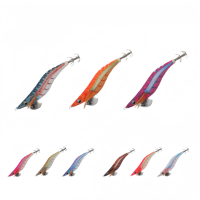 YAMASHITA Nouveau Kit de 3 Appâts Artificiels Rigides, Ensemble Crevettes Lumineuses, Hameçon Calamar 3.5, Tube Souffleur UV Explosif pour Pêche au Calamar