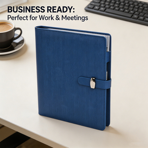 Blue PU Leather Hardcover Organizer Planner with <b>Magnetic</b> Buckle Closure - Product Image 4