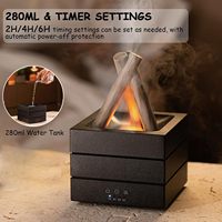 Promotion de Noël : Diffuseur d'arômes Bonfire 280 ml, Veilleuse 7 couleurs, Humidificateur ultrasonique à brume froide à effet flamme, Télécommande, pour voiture