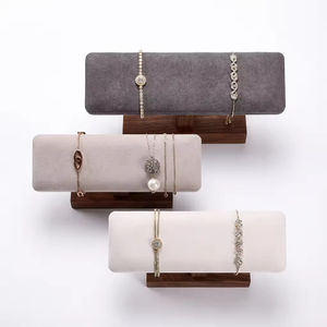 Bracelet Display Stand <b>Wood</b> Velvet Bracelet and <b>Watch</b> Display Shelves with Storage for Jewelry Stores - Product Image 2