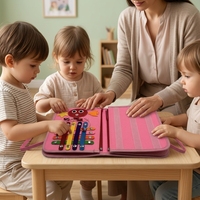 Livre sensoriel Montessori personnalisable en feutre doux pour bébé, livre d'activités, apprentissage précoce, autocollants magiques, jouets pour enfants en bas âge