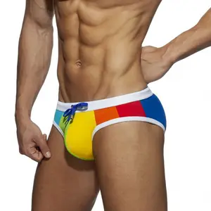 Tùy Chỉnh Logo Kích Thước Mùa Hè Cầu Vồng Bơi Mặc Men Cộng Với Kích Thước Swim Briefs Sexy Cup Cho Đồ Bơi