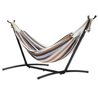 Hamac de camping portable en toile de coton WOQI avec support, sac de transport, mousquetons métalliques, cordes et sangles d'arbre pour la randonnée et les voyages