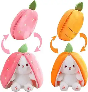 Sıcak satış ev aksesuarları dekorasyon dolması hayvan oyuncaklar sevimli yumuşak çilek Bunny çocuk peluş oyuncaklar