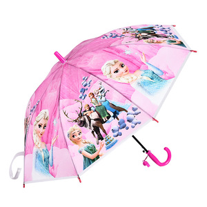Parapluies pour enfants en plastique avec poignée, 19 pouces, 8K POE, en gros, pas chers, en forme de J, droits, imprimés de dessins animés avec sifflet - Product Image 3