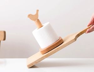 Nuevo toallero de papel de pie cocina Metal y madera simplemente organizador de rasgaduras rollo toallero de papel de madera - Product Image 3