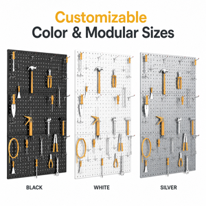Painel Organizador de Ferramentas Moderno Preto para Montagem na Parede, Suporte Resistente para Garagem, Armazenamento de Ferramentas, Casa, Escritório e Sala de Artesanato - Product Image 2
