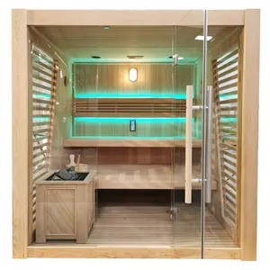 Swankia Populaire luxe Hemlock sauna en bois massif chambre d'intérieur à vapeur sèche salle de sauna infrarouge lointain cèdre rouge sauna harvia poêle