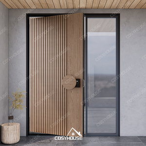 Porta d'Ingresso in Legno Massiccio con Design Asimmetrico a <span class=keywords><strong>Doppia</strong></span> <span class=keywords><strong>Anta</strong></span> e Vetrate Laterali, Ultimo Modello 2025 - Product Image 5
