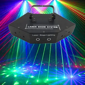 6 Lensa Garis Pindai RGB DJ Bar Disko Lampu Sorot Laser DMX dengan Pola Pencahayaan Laser Panggung