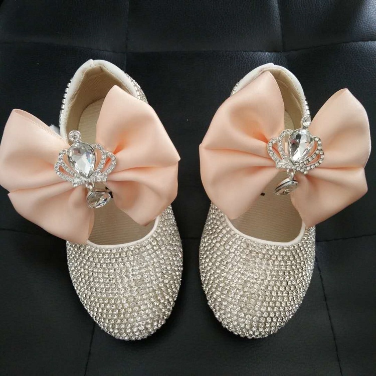 Оптовая продажа, персонализированные туфли с короной для девочек, блестящие туфли принцессы с кристаллами, детская обувь