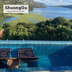 بلاط سيراميك حمام سباحة مُزجج باللون الأزرق المرنة بلاط سيراميك مُزجج مربع الشكل من البورسلين بنمط Backsplash - Product Image 4