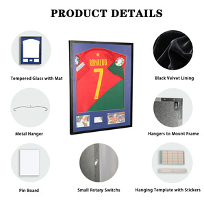 Cadre d'affichage du maillot de football 2026 Premium-Design noir avec zone de photo et d'autographe, parfait pour l'exposition de souvenirs de football - Product Image 5