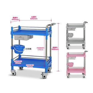 Chariot d'hôpital Hirowa à double niveau avec tiroir, hauteur 900 mm, roues silencieuses, pour salon et laboratoire - Product Image 2