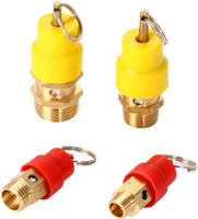 Soupape de sécurité pneumatique en laiton de 1/8 et 1/4 pouce avec capuchon jaune et rouge pour compresseur d'air et alimentateur d'eau sans colonne