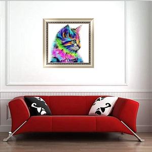 Kit de peinture au diamant en mosaïque de <span class=keywords><strong>strass</strong></span> 5D personnalisé, vente en gros, animal mignon, chat, peinture au diamant carrée - Product Image 2