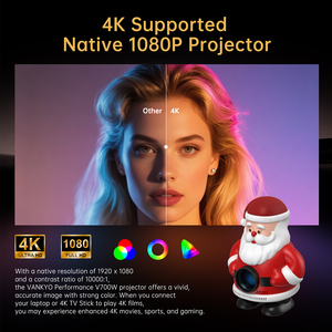 Portable <b>LED</b> Christmas Movie <b>Projector</b> Native 1080P Smart WiFi for Home Entertainment MC300 MC300 - Product Image 6