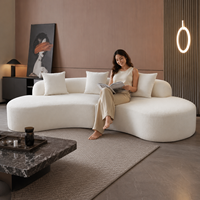 Canapé sectionnel incurvé moderne en chenille blanche, canapé de sol sans cadre tout en mousse pour salon, mobilier de maison