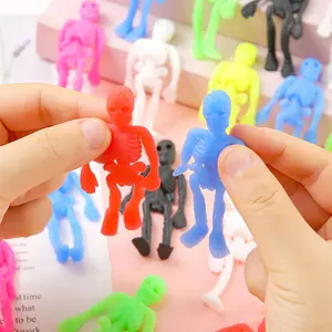2024 toptan cadılar bayramı sıkı kafatası oyuncaklar çeşitli renk TPR iskelet stres giderici sıkı yapışkan sıkı oyuncaklar için parti