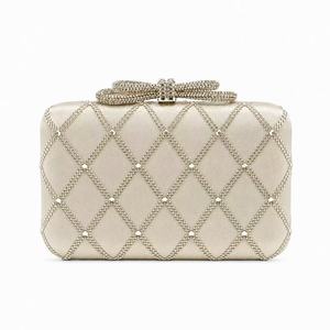 Chic Shell Diamond Lattice Satin Evening Clutch Purse for Women with Shinny Rhinestones - Product Image 1