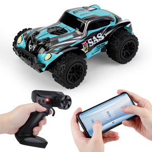 Camion tout-terrain RC à double commande 2,4G, échelle 1:20, haute vitesse 20 km/h, éclairage LED, voiture électrique rechargeable pour enfants, garçons et amateurs - Product Image 2