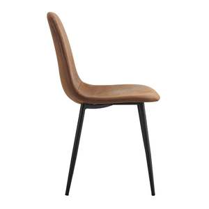 Modern <b>Brown</b> Faux Leather Upholstered <b>Dining</b> <b>Chair</b> with Metal Legs for Restaurant Coffee Shop Home <b>Dining</b> Rooms - Product Image 2