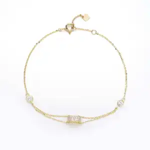 Gioielli catena bracciali donna Cubic Zirconia zircone cerchio 925 Sterling Silver Bangle braccialetti con ciondoli in oro