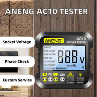AC10 Penguji Soket Listrik Detektor Steker Garis Nol Pemeriksa Polaritas Steker Detektor Fase US/EU Multimeter Penguji Digital