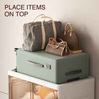 Armoire en plastique à double porte pour salon et chambre à coucher, boîte de rangement pliable, armoire avec cintre, armoire à 3 niveaux