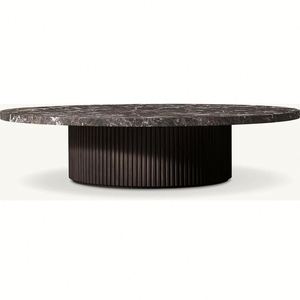 Mesa de Centro con Base de Roble de Veta Vertical y Tapa de Mármol R - Product Image 5