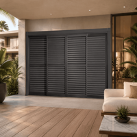 Ensemble complet de porte coulissante à persiennes à roulement fluide, cadre en alliage et lame de persienne assortie, accessoire pour pergola en aluminium