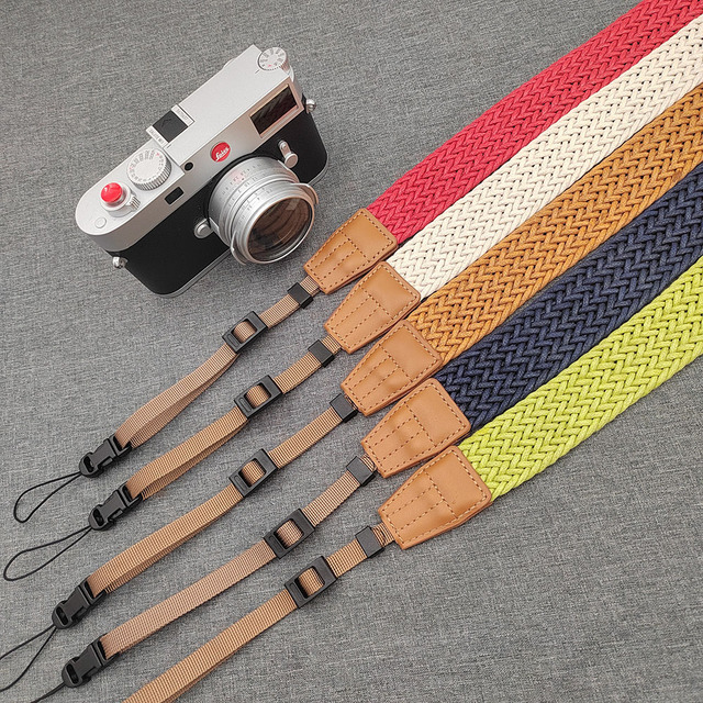 Factory Stock High-quality Genuine Leather Organic Cotton Nylon Woven Ropes Eco-friendly Modern Design Universal Camera Strap